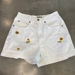 90s Vintage Republic Denim White sunflower high rise shorts juniors size 7 small